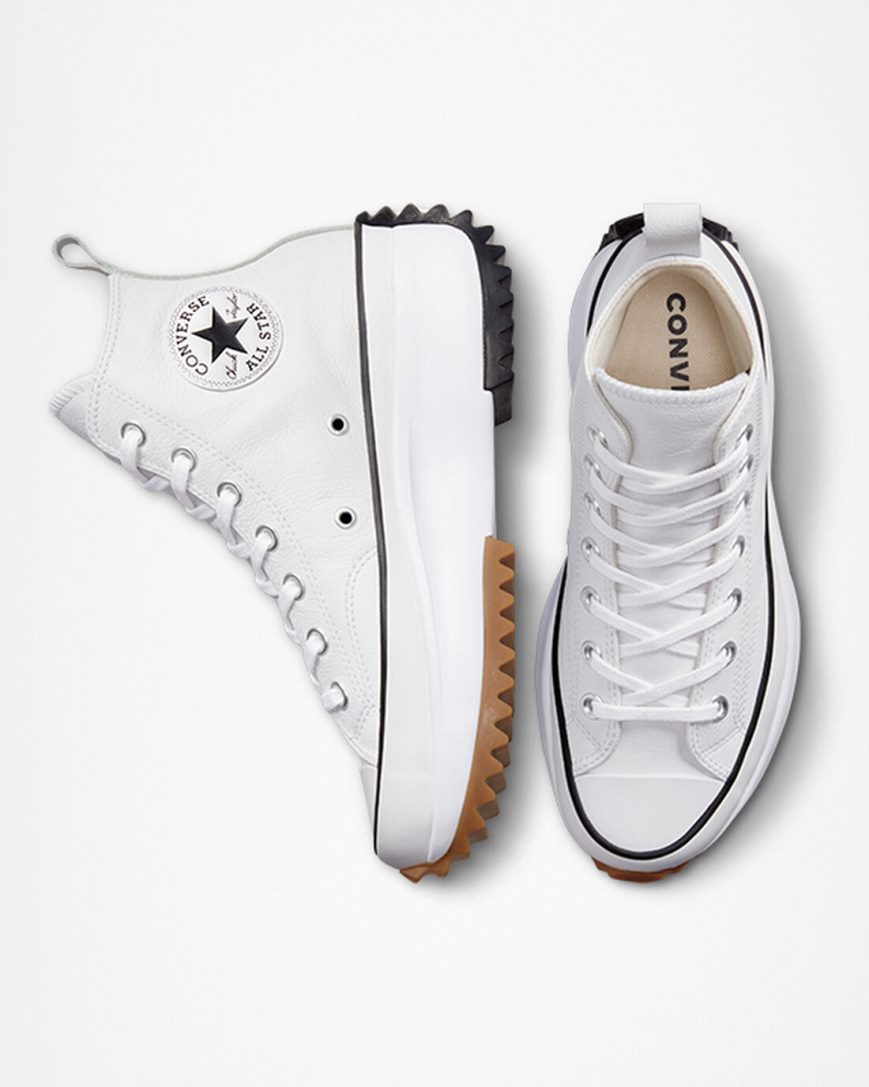 Women's Converse Run Star Hike Foundational Leather High Top Platform Shoes White / Black | AU C14E3B